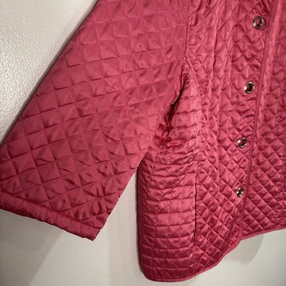 Jones New York Coat Signature Jacket L Quilted Pink Zip Front Barbie Grommets - Picture 4 of 10